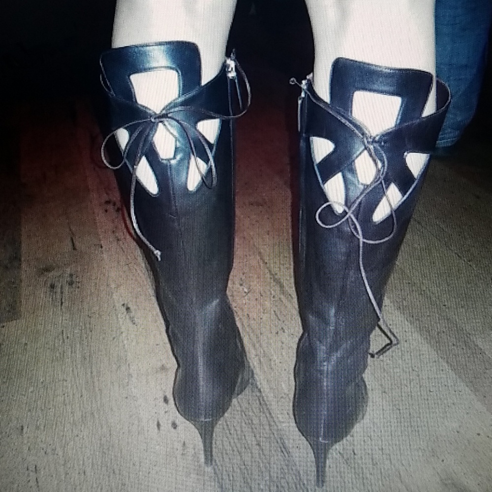 Valentino Brown Tie Back Tall Boot sz 38 - Picture 4 of 6